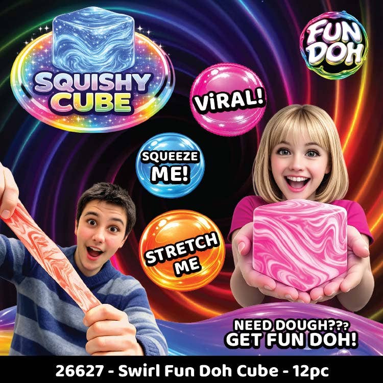Fun Doh Swirl Squishy Cube — Random Color