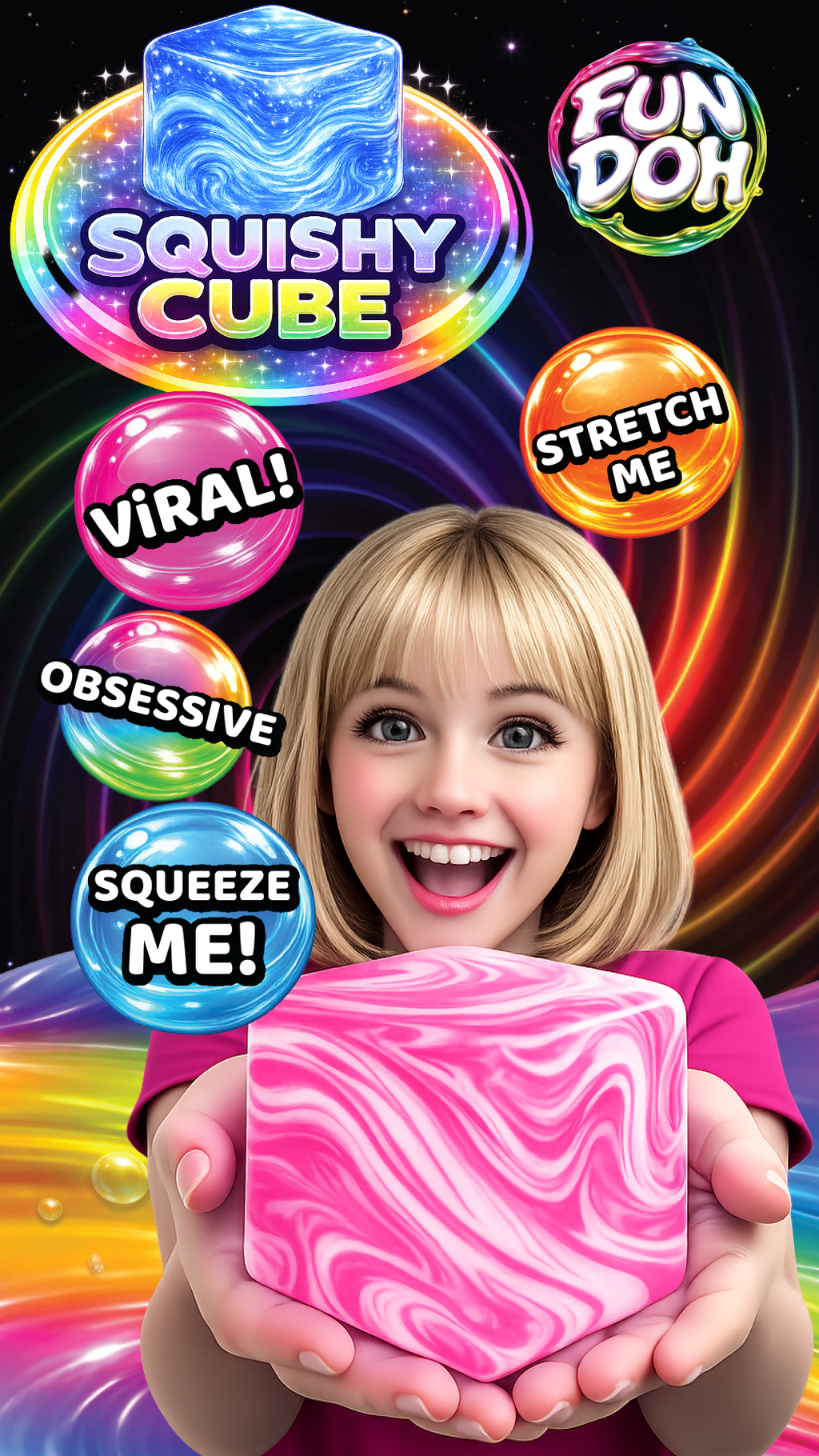 Fun Doh Swirl Squishy Cube — Random Color