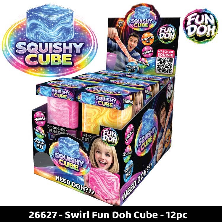 Fun Doh Swirl Squishy Cube — Random Color