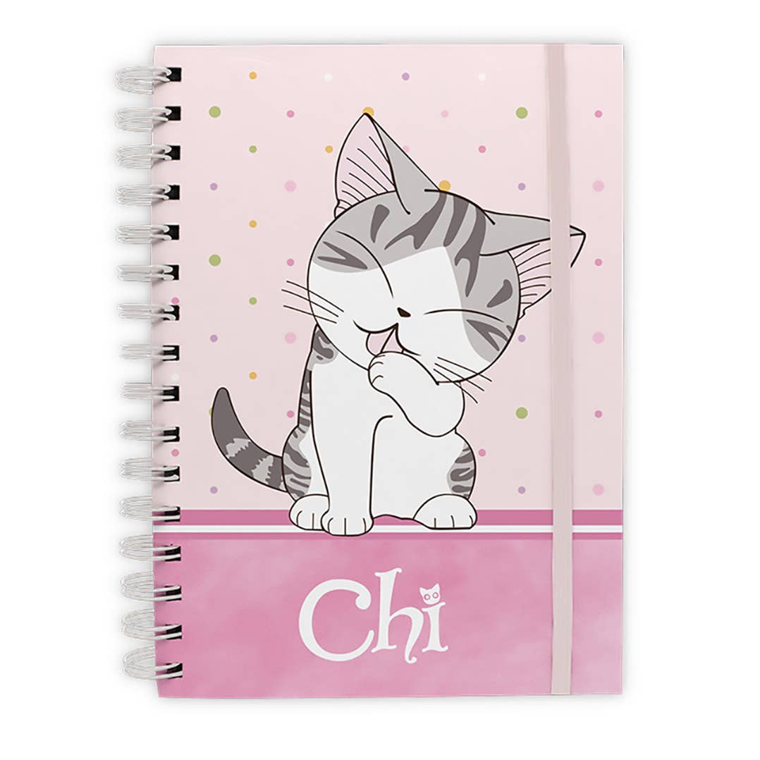 Chi's Sweet Home Purrty in Pink Spiral Hardcover Notebook